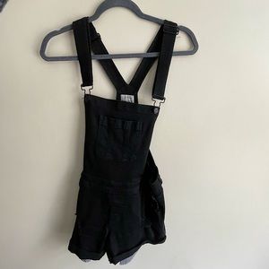 Black Jean Short Overalls